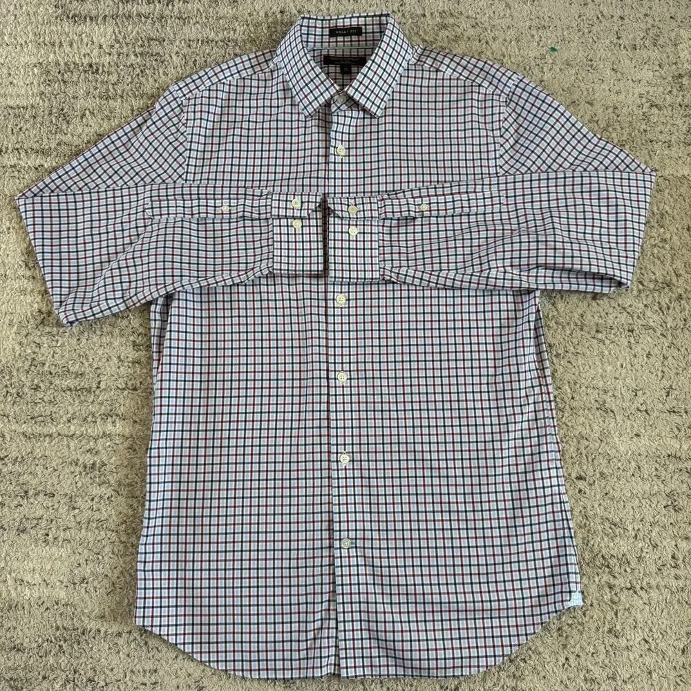 Banana Republic Grant Fit Men’s M 15-15.5 Plaid Check Cotton Long Sleeve Shirt